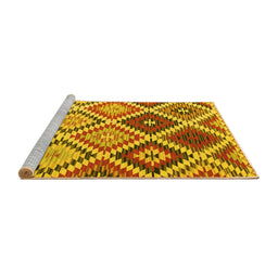Sideview of Machine Washable Southwestern Yellow Country Rug, wshcon1040yw