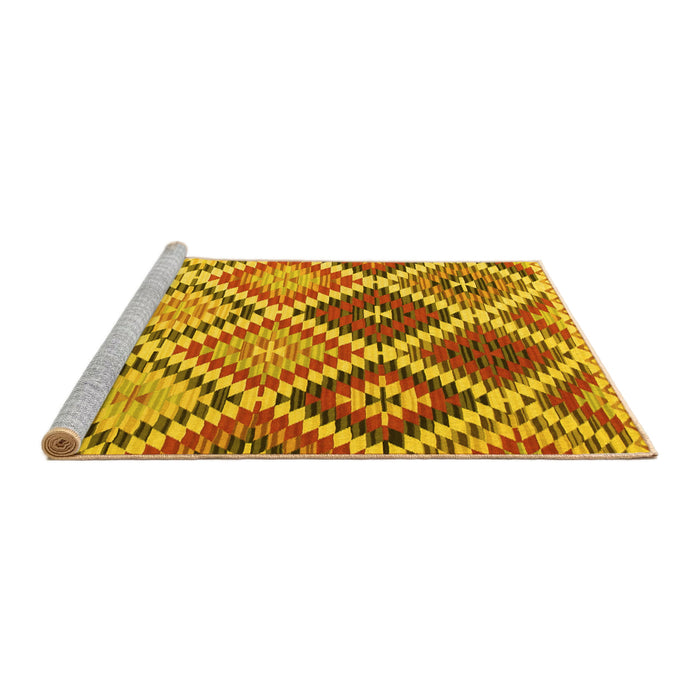 Sideview of Machine Washable Southwestern Yellow Country Rug, wshcon1040yw