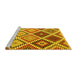 Sideview of Machine Washable Southwestern Yellow Country Rug, wshcon1040yw