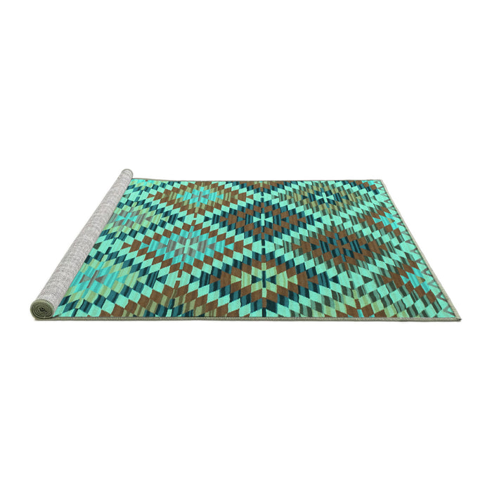 Sideview of Machine Washable Southwestern Turquoise Country Area Rugs, wshcon1040turq