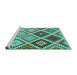 Sideview of Machine Washable Southwestern Turquoise Country Area Rugs, wshcon1040turq