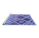 Sideview of Machine Washable Southwestern Blue Country Rug, wshcon1040blu