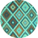 Round Southwestern Turquoise Country Rug, con1040turq