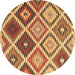 Round Machine Washable Southwestern Brown Country Rug, wshcon1040brn