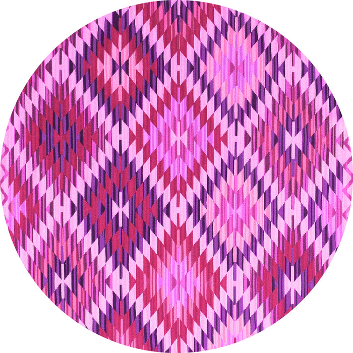 Round Machine Washable Southwestern Pink Country Rug, wshcon1040pnk