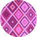 Round Machine Washable Southwestern Pink Country Rug, wshcon1040pnk