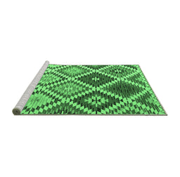 Sideview of Machine Washable Southwestern Emerald Green Country Area Rugs, wshcon1040emgrn