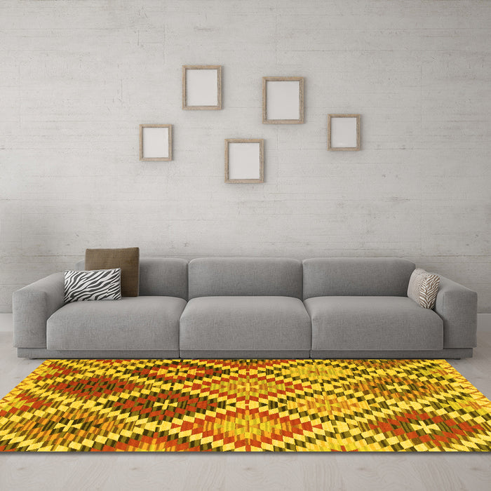 Machine Washable Southwestern Yellow Country Rug in a Living Room, wshcon1040yw