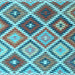 Square Machine Washable Southwestern Light Blue Country Rug, wshcon1040lblu