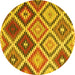 Round Southwestern Yellow Country Rug, con1040yw