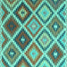 Square Southwestern Turquoise Country Rug, con1040turq