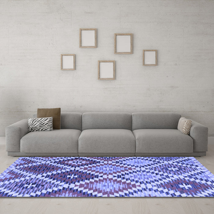 Machine Washable Southwestern Blue Country Rug in a Living Room, wshcon1040blu