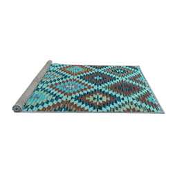 Sideview of Machine Washable Southwestern Light Blue Country Rug, wshcon1040lblu