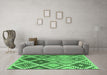 Machine Washable Southwestern Emerald Green Country Area Rugs in a Living Room,, wshcon1040emgrn