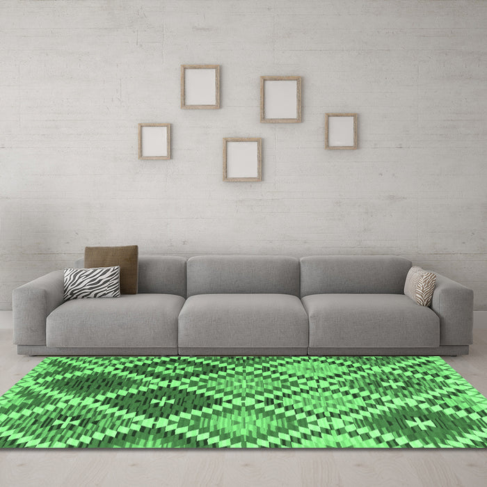 Machine Washable Southwestern Emerald Green Country Area Rugs in a Living Room,, wshcon1040emgrn