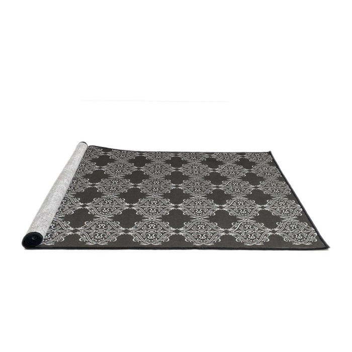 Serging Thickness of Machine Washable Contemporary Gunmetal Gray Rug, wshcon1041