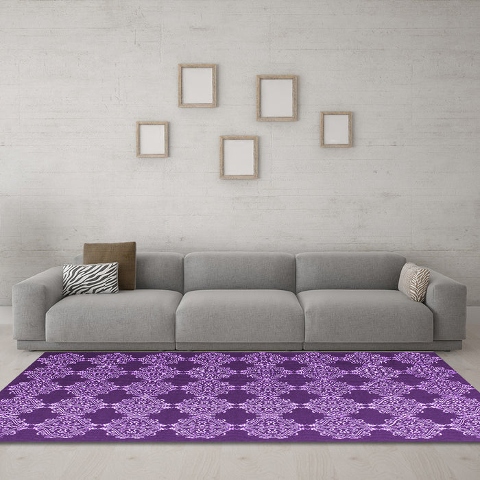 Machine Washable Abstract Purple Contemporary Area Rugs in a Living Room, wshcon1041pur