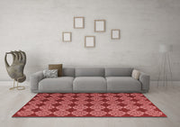 Machine Washable Abstract Red Contemporary Rug, wshcon1041red