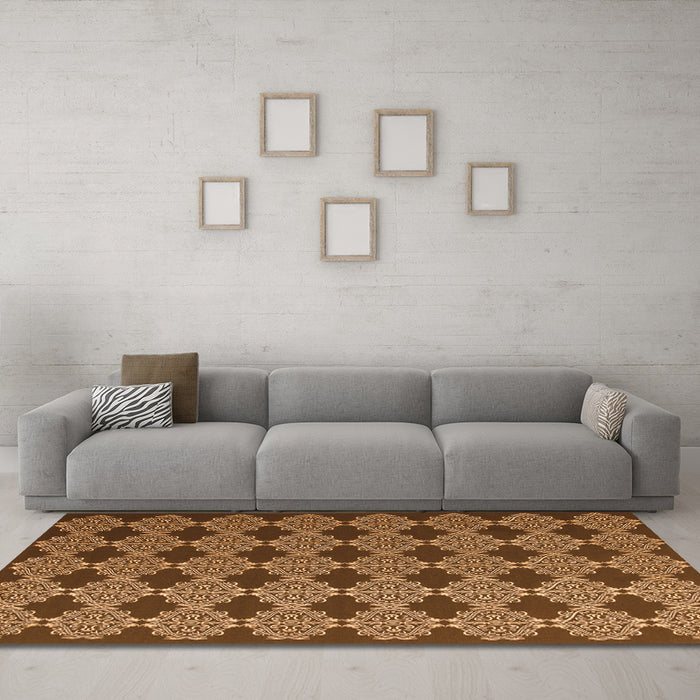 Machine Washable Abstract Orange Contemporary Area Rugs in a Living Room, wshcon1041org