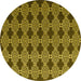 Round Abstract Yellow Contemporary Rug, con1041yw