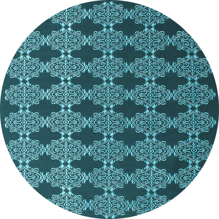 Round Abstract Light Blue Contemporary Rug, con1041lblu