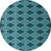 Round Abstract Light Blue Contemporary Rug, con1041lblu