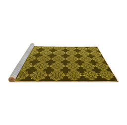Sideview of Machine Washable Abstract Yellow Contemporary Rug, wshcon1041yw