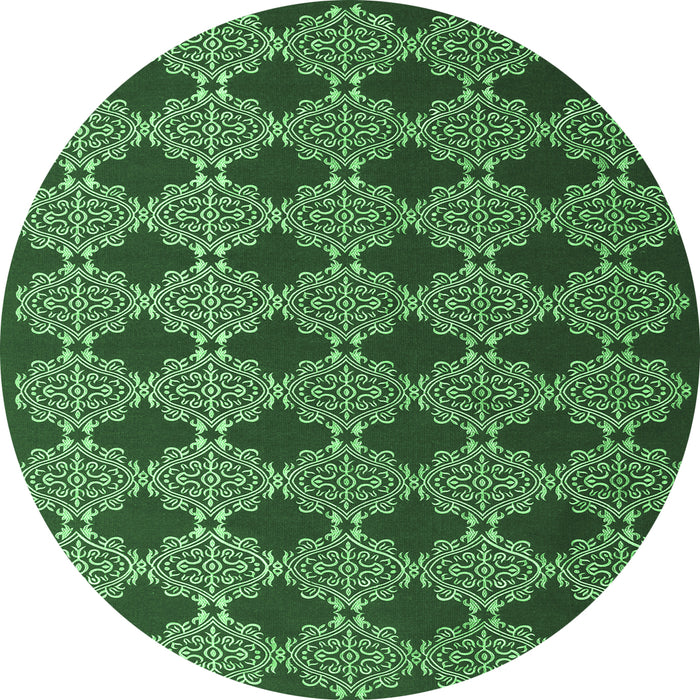 Round Abstract Emerald Green Contemporary Rug, con1041emgrn