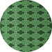 Round Abstract Emerald Green Contemporary Rug, con1041emgrn