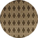 Round Machine Washable Abstract Brown Contemporary Rug, wshcon1041brn