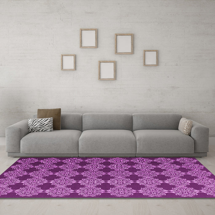 Machine Washable Abstract Pink Contemporary Rug in a Living Room, wshcon1041pnk
