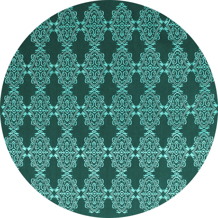 Round Machine Washable Abstract Turquoise Contemporary Area Rugs, wshcon1041turq