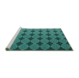 Sideview of Machine Washable Abstract Turquoise Contemporary Area Rugs, wshcon1041turq