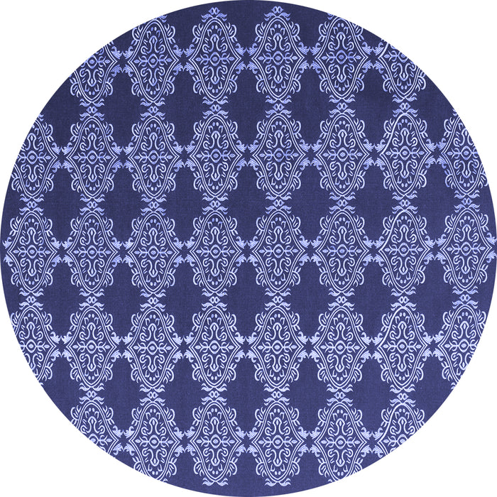Round Abstract Blue Contemporary Rug, con1041blu