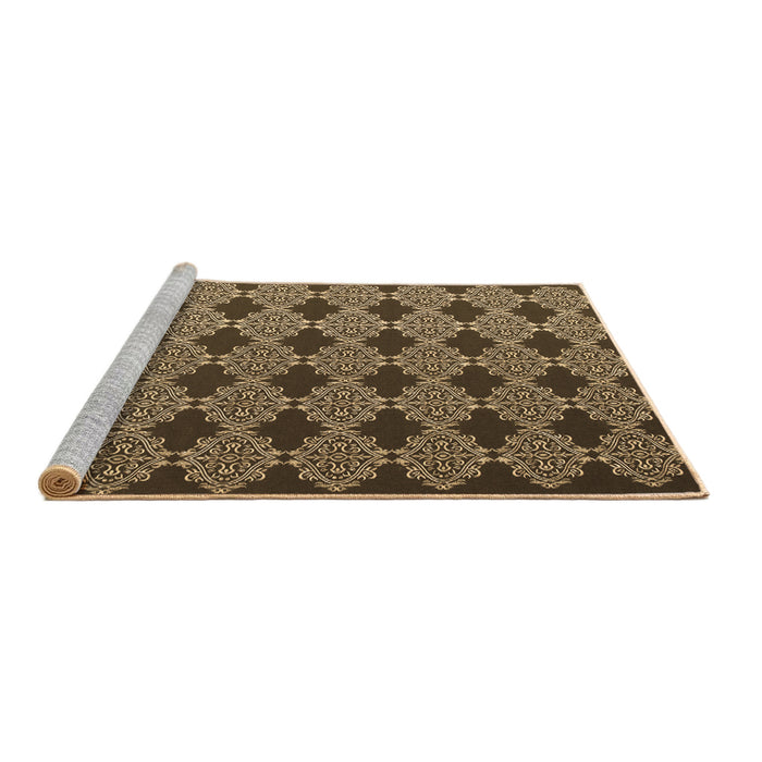 Sideview of Machine Washable Abstract Brown Contemporary Rug, wshcon1041brn