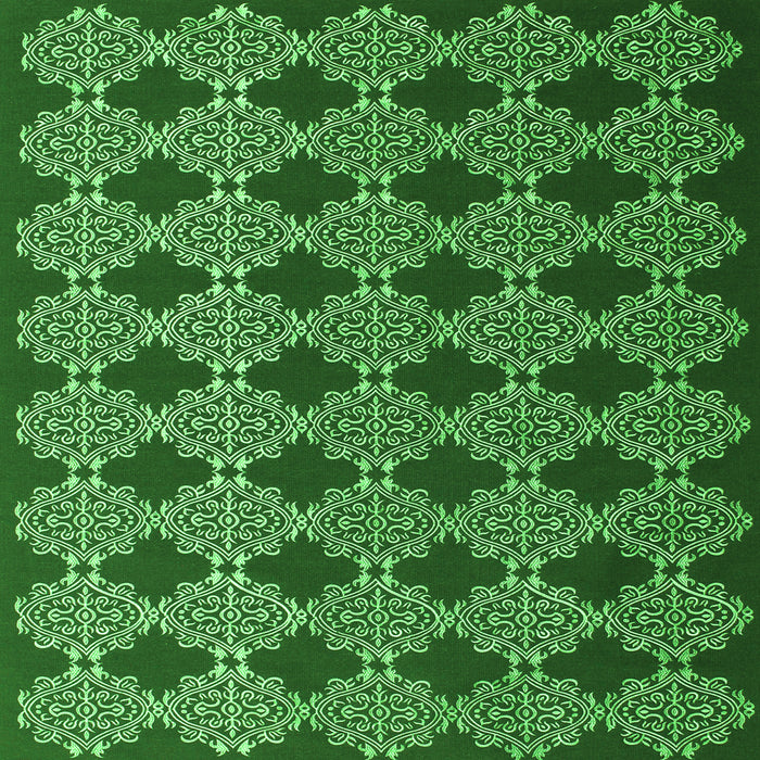 Round Machine Washable Abstract Green Contemporary Area Rugs, wshcon1041grn