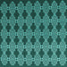 Square Machine Washable Abstract Turquoise Contemporary Area Rugs, wshcon1041turq