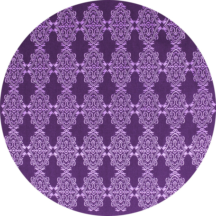 Round Machine Washable Abstract Purple Contemporary Area Rugs, wshcon1041pur