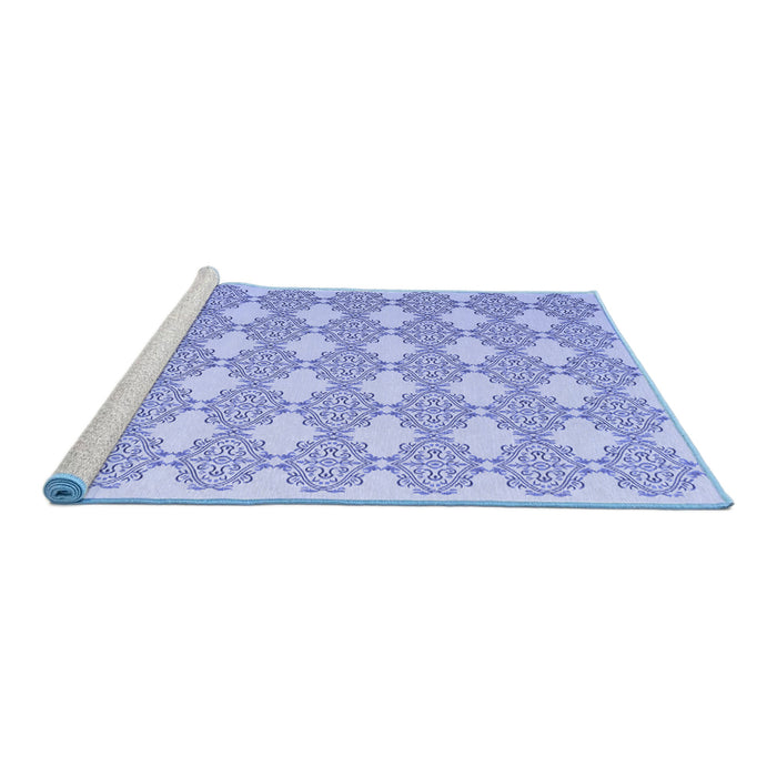 Sideview of Machine Washable Abstract Blue Contemporary Rug, wshcon1042blu