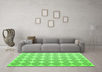 Machine Washable Abstract Green Contemporary Rug, wshcon1042grn