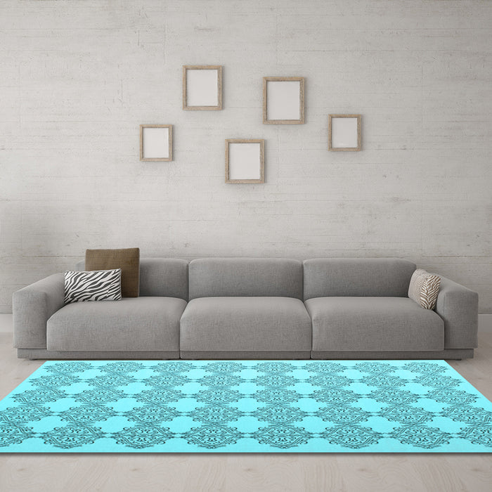 Machine Washable Abstract Light Blue Contemporary Rug in a Living Room, wshcon1042lblu
