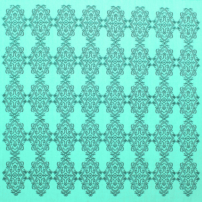 Square Machine Washable Abstract Turquoise Contemporary Area Rugs, wshcon1042turq