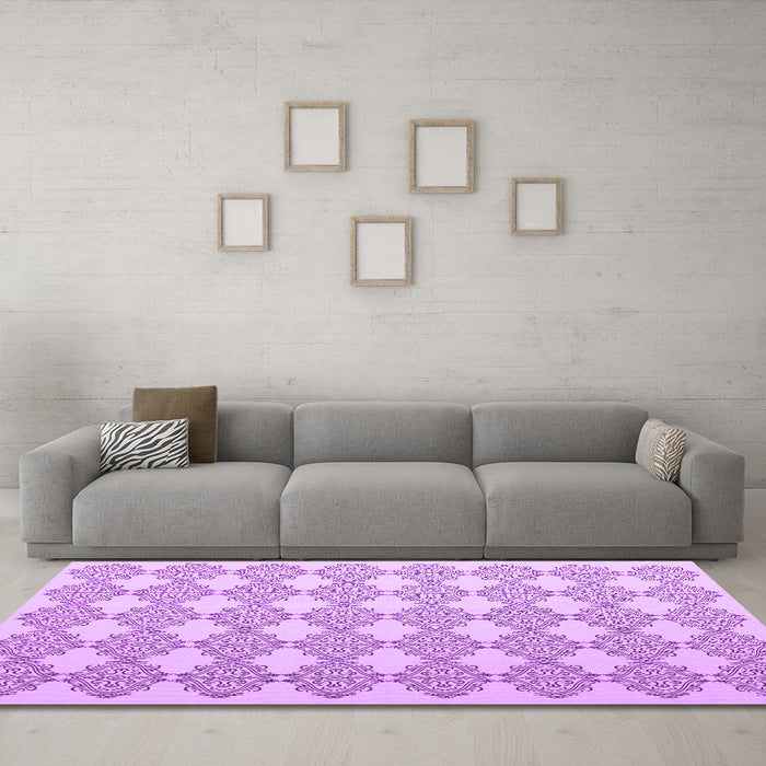 Machine Washable Abstract Purple Contemporary Area Rugs in a Living Room, wshcon1042pur