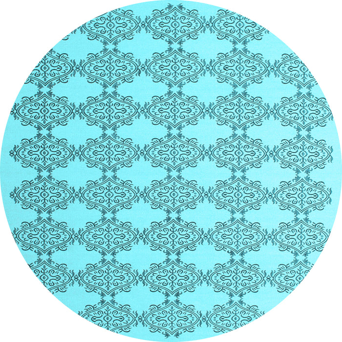 Round Abstract Light Blue Contemporary Rug, con1042lblu