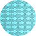 Round Abstract Light Blue Contemporary Rug, con1042lblu