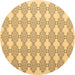 Round Abstract Brown Contemporary Rug, con1042brn