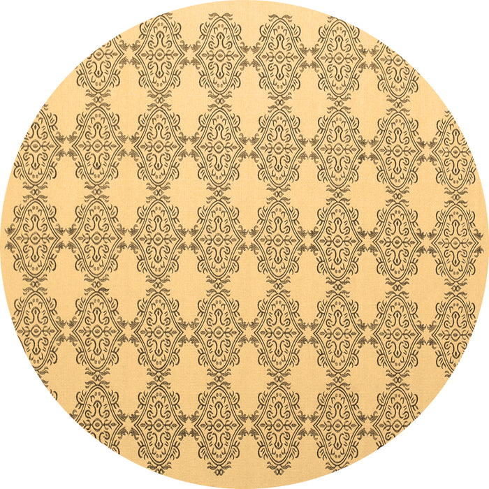Round Machine Washable Abstract Brown Contemporary Rug, wshcon1042brn