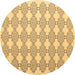 Round Machine Washable Abstract Brown Contemporary Rug, wshcon1042brn