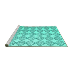 Sideview of Machine Washable Abstract Turquoise Contemporary Area Rugs, wshcon1042turq