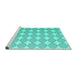 Sideview of Machine Washable Abstract Turquoise Contemporary Area Rugs, wshcon1042turq